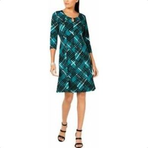 NY Collection Collection Petite Calvin Print Green